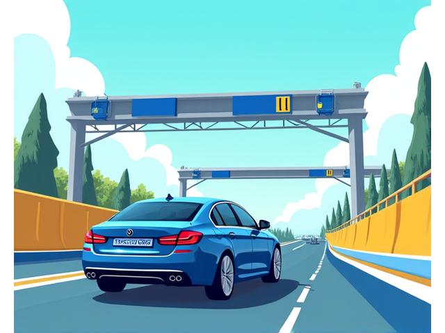 Coche pasando por un carril de peaje con TAG en una autopista mexicana